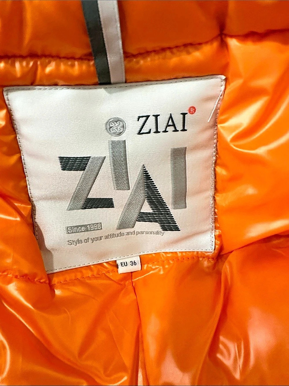 Unisex ZIAI puffer jacket Geometric in Gray & Orange Size Medium NWOT - Picture 14 of 14